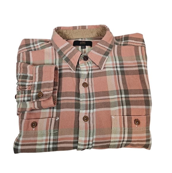 Frye Peach & Tan Button Down Flannel Shirt Size XXL Men's Workwear W23 - Picture 10 of 10
